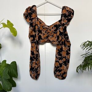 Missguided+ Black and Orange Floral Blouse